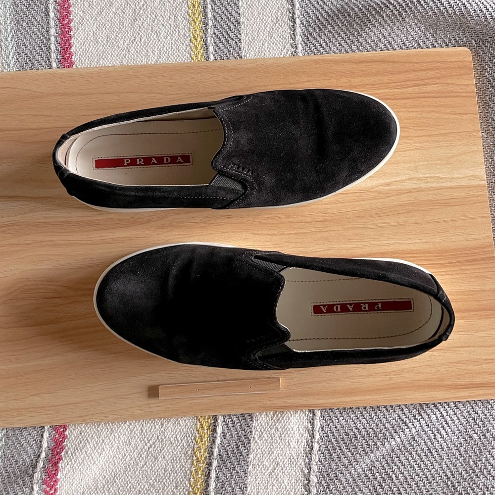 Prada Black Suede Slip-On